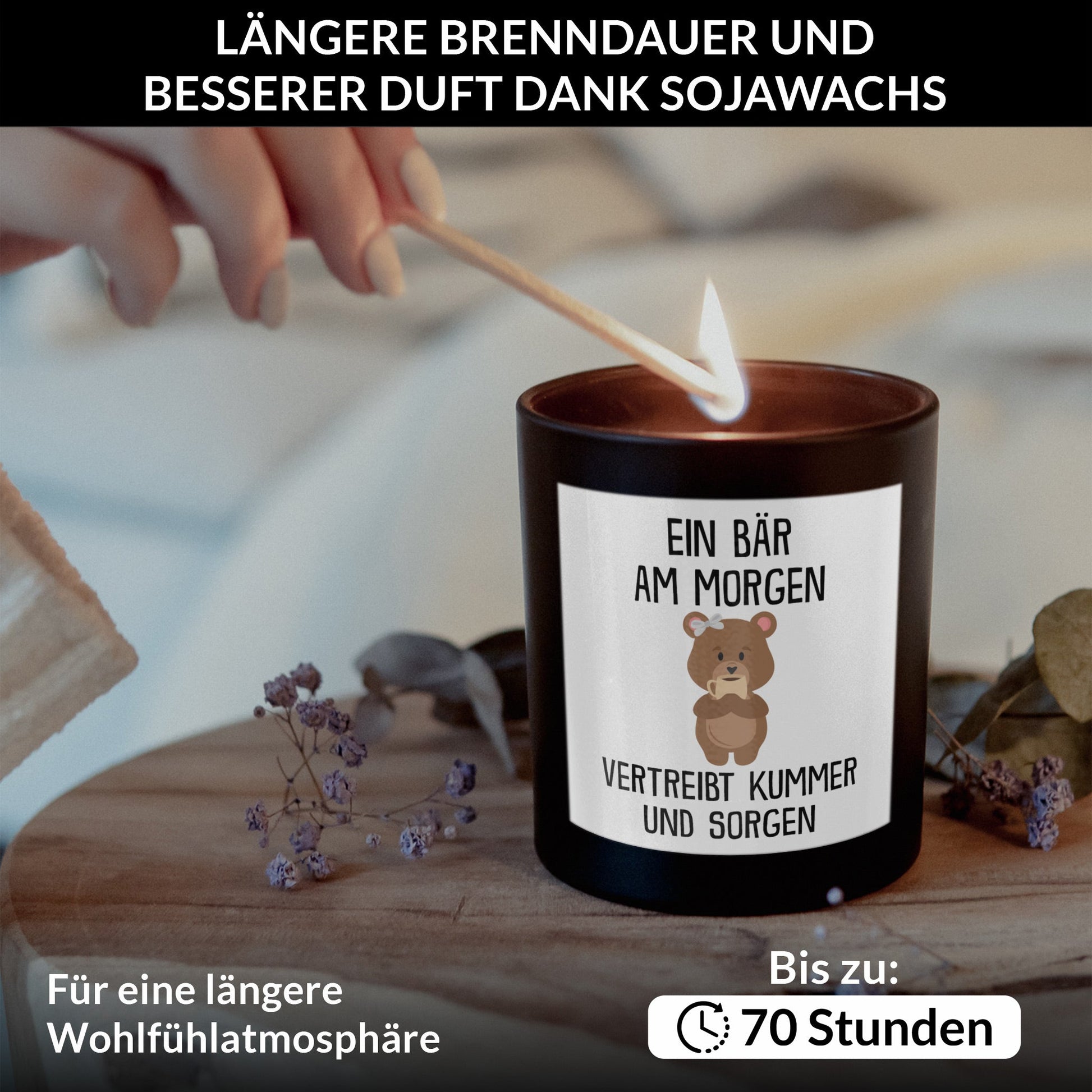22Feels® Lustige Spruchkerze Frauen Bär Geschenk HANDGEMACHTE Sojawachs Duft-Kerze im Glas (ZITRUS, VEGAN)-Spruchkerzen B1K1-22Feels