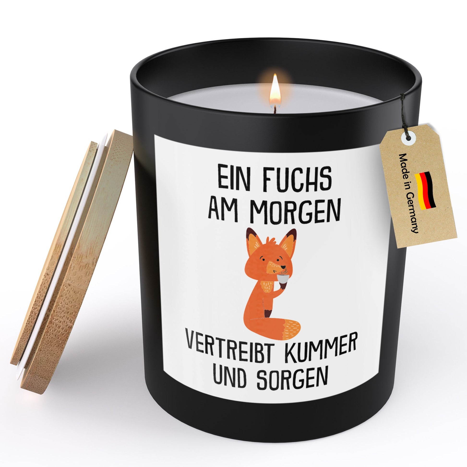 22Feels® Lustige Spruchkerze Frauen Fuchs Geschenk HANDGEMACHTE Sojawachs Duft-Kerze im Glas (ZITRUS, VEGAN)-Spruchkerzen B1K1-22Feels