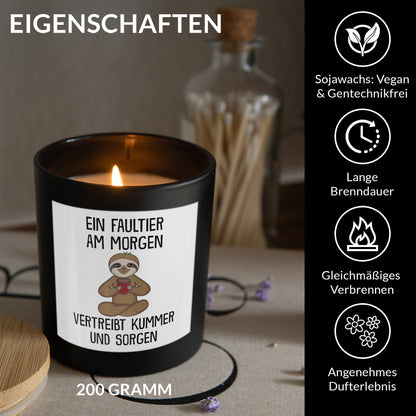 22Feels® Lustige Spruchkerze Frauen Faultier Geschenk HANDGEMACHTE Sojawachs Duft-Kerze im Glas (ZITRUS, VEGAN)-Spruchkerzen B1K1-22Feels