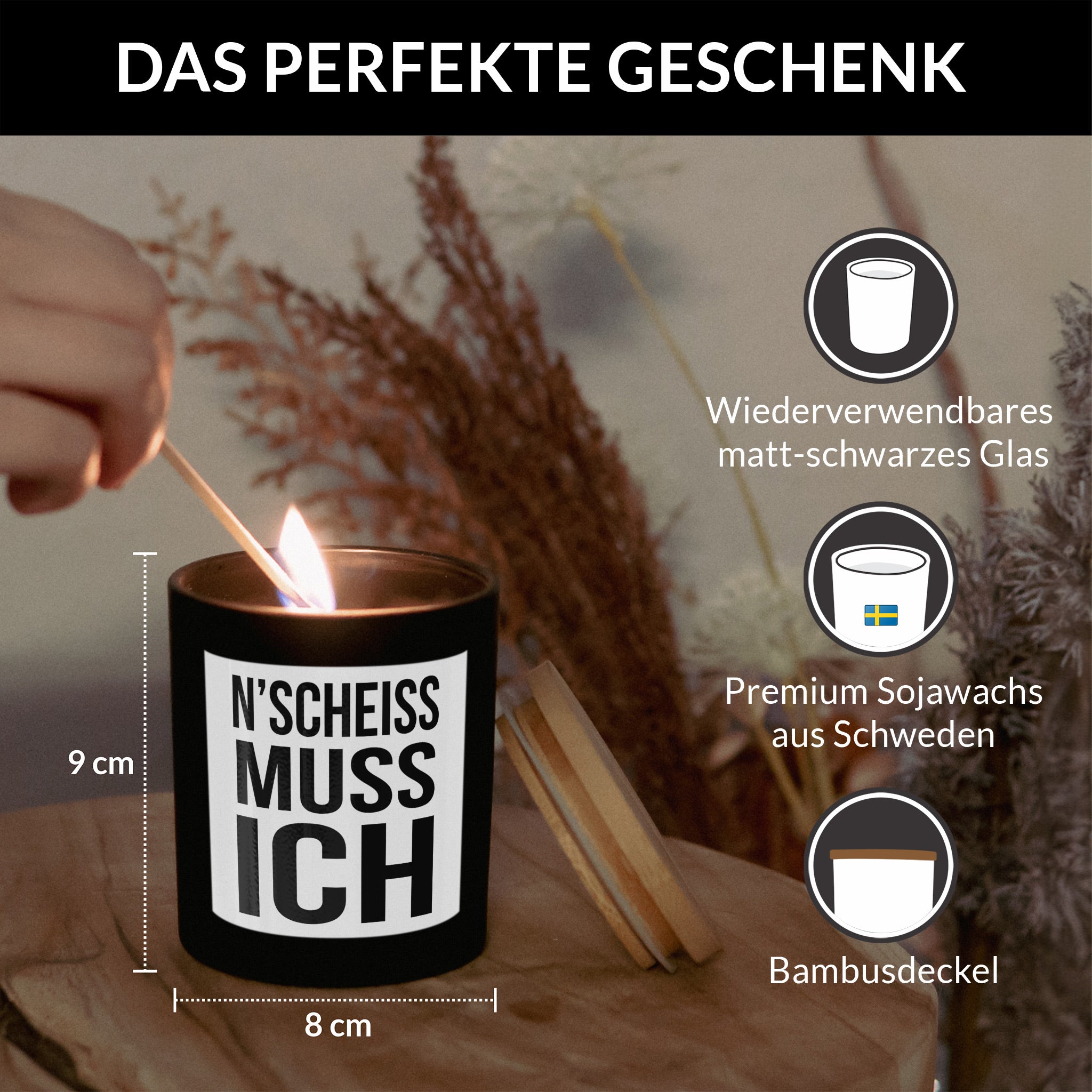 22Feels® Lustige Spruchkerze Frauen Geschenk HANDGEMACHTE Sojawachs Duft-Kerze im Glas (ZITRUS, VEGAN)-Spruchkerzen B1K1-22Feels