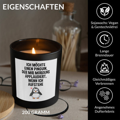22Feels® Lustige Spruchkerze Frauen Pinguin Geschenk HANDGEMACHTE Sojawachs Duft-Kerze im Glas (ZITRUS, VEGAN)-Spruchkerzen B1K1-22Feels