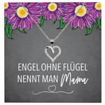 22Feels® Mama Geschenk Muttertag Geburtstag Frauen Schmuck mit Karte Herz Halskette Echt Silber Weihnachten Idee von Tochter oder Sohn-Schmuck mit Botschaftskarte - Herz21-22Feels