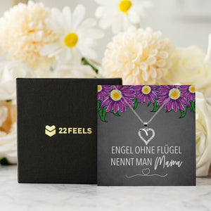 22Feels® Mama Geschenk Muttertag Geburtstag Frauen Schmuck mit Karte Herz Halskette Echt Silber Weihnachten Idee von Tochter oder Sohn-Schmuck mit Botschaftskarte - Herz21-22Feels