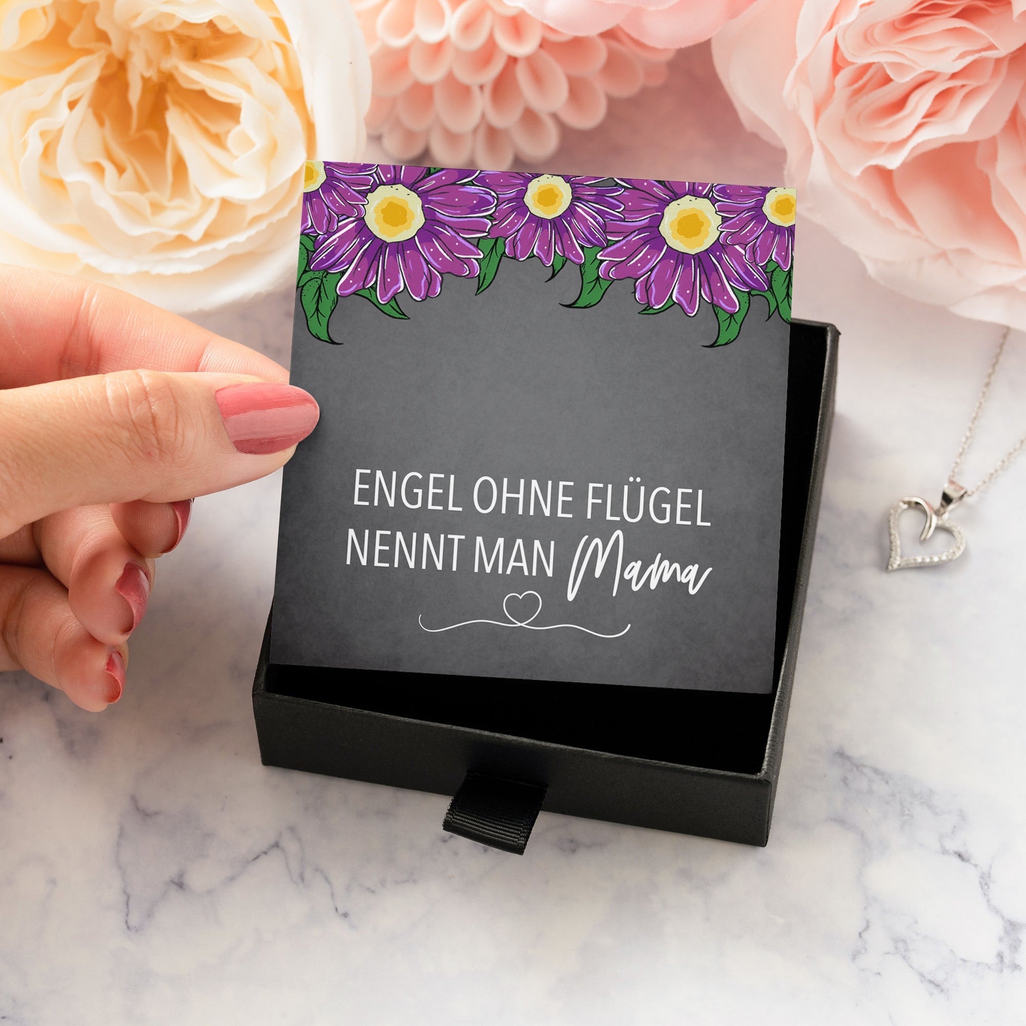 22Feels® Mama Geschenk Muttertag Geburtstag Frauen Schmuck mit Karte Herz Halskette Echt Silber Weihnachten Idee von Tochter oder Sohn-Schmuck mit Botschaftskarte - Herz21-22Feels