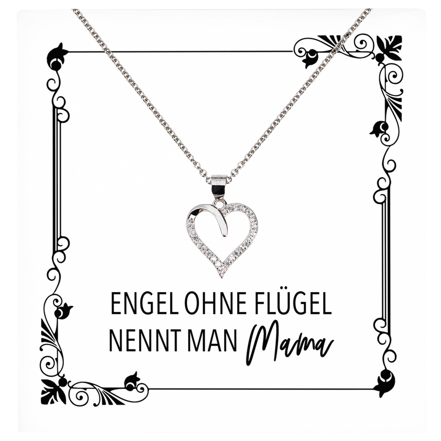 22Feels® Mama Geschenk Muttertag Geburtstag Frauen Schmuck mit Karte Herz Halskette Echt Silber Weihnachten Idee von Tochter oder Sohn-Schmuck mit Botschaftskarte - Herz21-22Feels