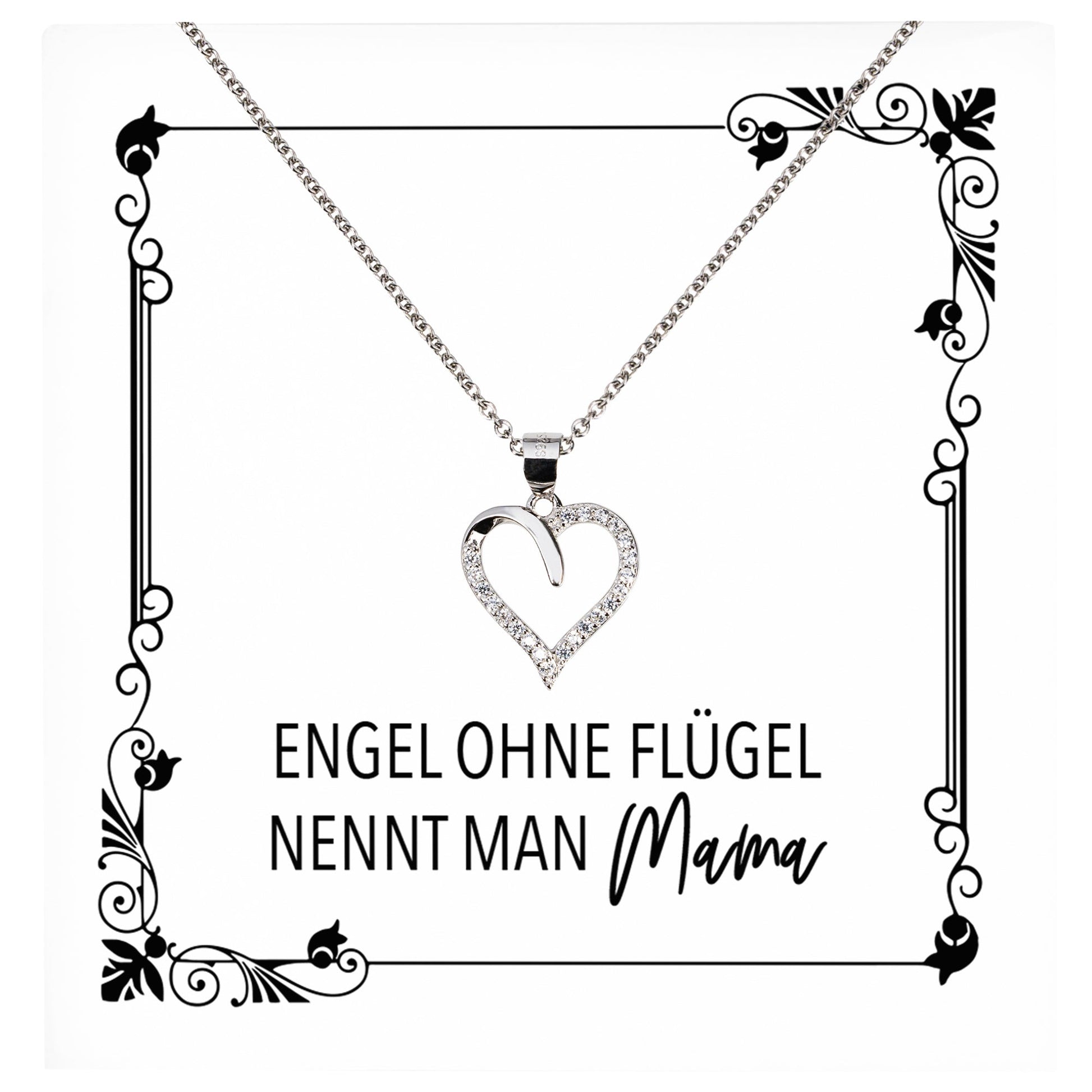 22Feels® Mama Geschenk Muttertag Geburtstag Frauen Schmuck mit Karte Herz Halskette Echt Silber Weihnachten Idee von Tochter oder Sohn-Schmuck mit Botschaftskarte - Herz21-22Feels