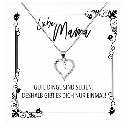 22Feels® Mama Geschenk Muttertag Geburtstag Frauen Schmuck mit Karte Herz Halskette Echt Silber Weihnachten Idee von Tochter oder Sohn-Schmuck mit Botschaftskarte - Herz21-22Feels