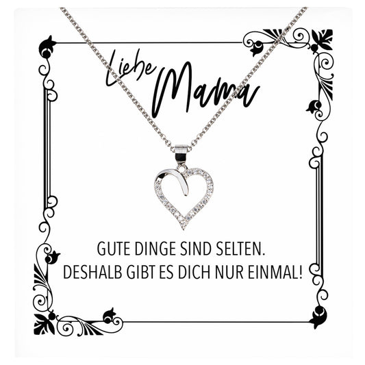 22Feels® Mama Geschenk Muttertag Geburtstag Frauen Schmuck mit Karte Herz Halskette Echt Silber Weihnachten Idee von Tochter oder Sohn-Schmuck mit Botschaftskarte - Herz21-22Feels