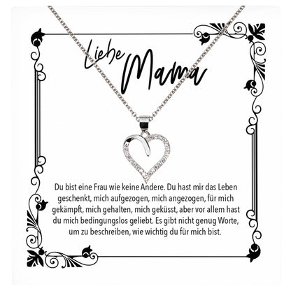 22Feels® Mama Geschenk Muttertag Geburtstag Frauen Schmuck mit Karte Herz Halskette Echt Silber Weihnachten Idee von Tochter oder Sohn-Schmuck mit Botschaftskarte - Herz21-22Feels
