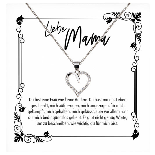 22Feels® Mama Geschenk Muttertag Geburtstag Frauen Schmuck mit Karte Herz Halskette Echt Silber Weihnachten Idee von Tochter oder Sohn-Schmuck mit Botschaftskarte - Herz21-22Feels