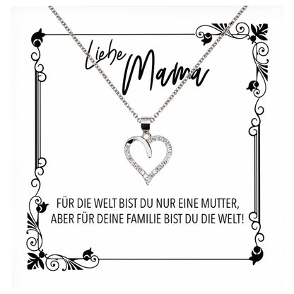 22Feels® Mama Geschenk Muttertag Geburtstag Frauen Schmuck mit Karte Herz Halskette Echt Silber Weihnachten Idee von Tochter oder Sohn-Schmuck mit Botschaftskarte - Herz21-22Feels