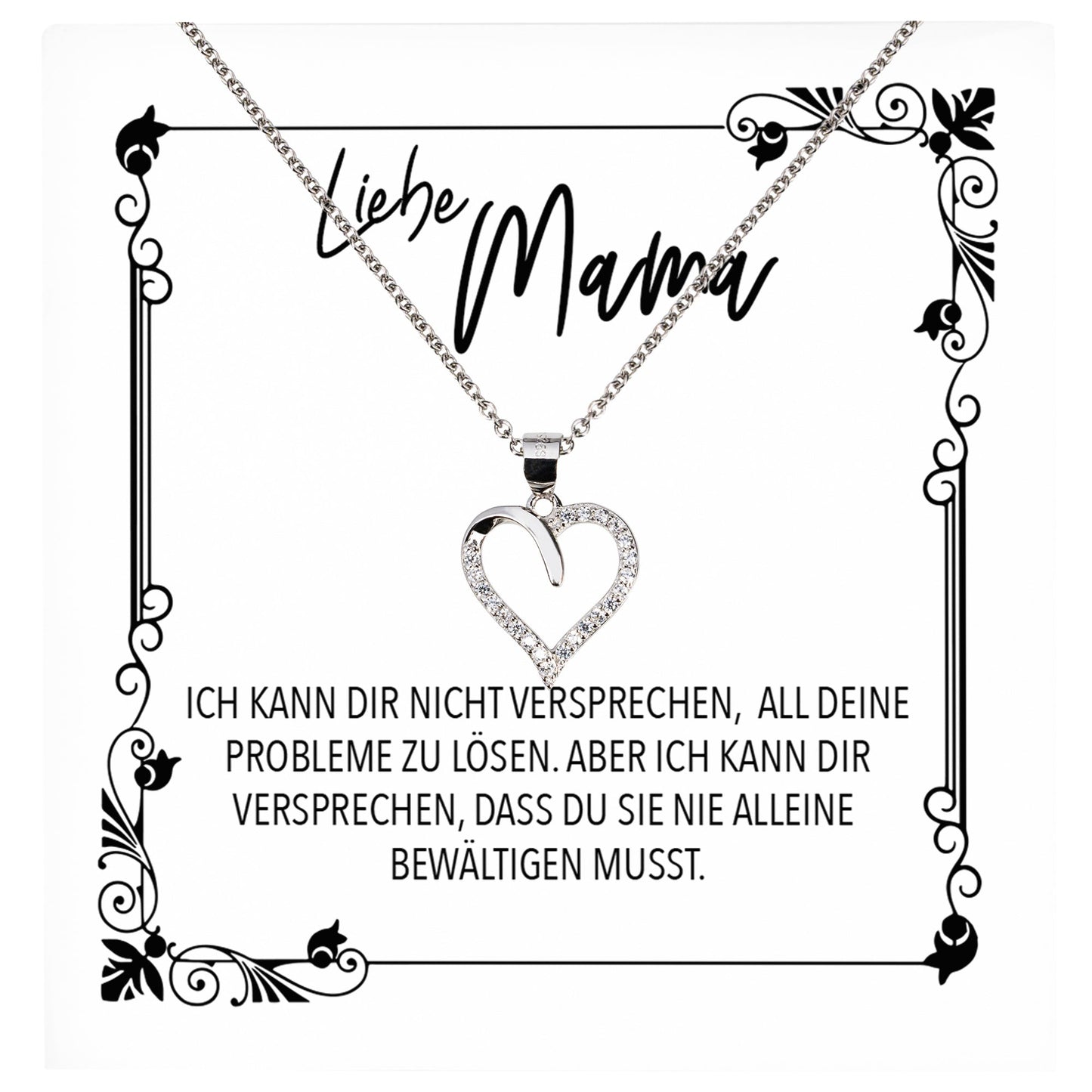 22Feels® Mama Geschenk Muttertag Geburtstag Frauen Schmuck mit Karte Herz Halskette Echt Silber Weihnachten Idee von Tochter oder Sohn-Schmuck mit Botschaftskarte - Herz21-22Feels