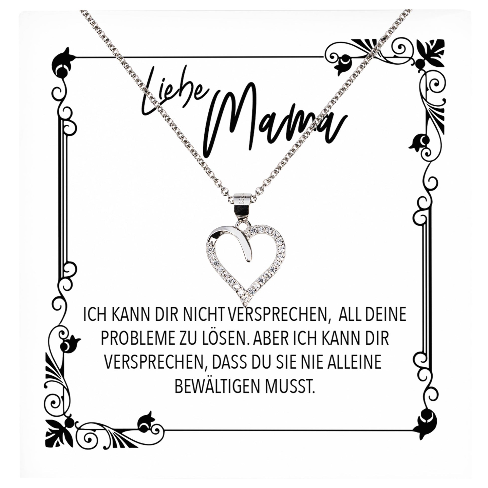 22Feels® Mama Geschenk Muttertag Geburtstag Frauen Schmuck mit Karte Herz Halskette Echt Silber Weihnachten Idee von Tochter oder Sohn-Schmuck mit Botschaftskarte - Herz21-22Feels