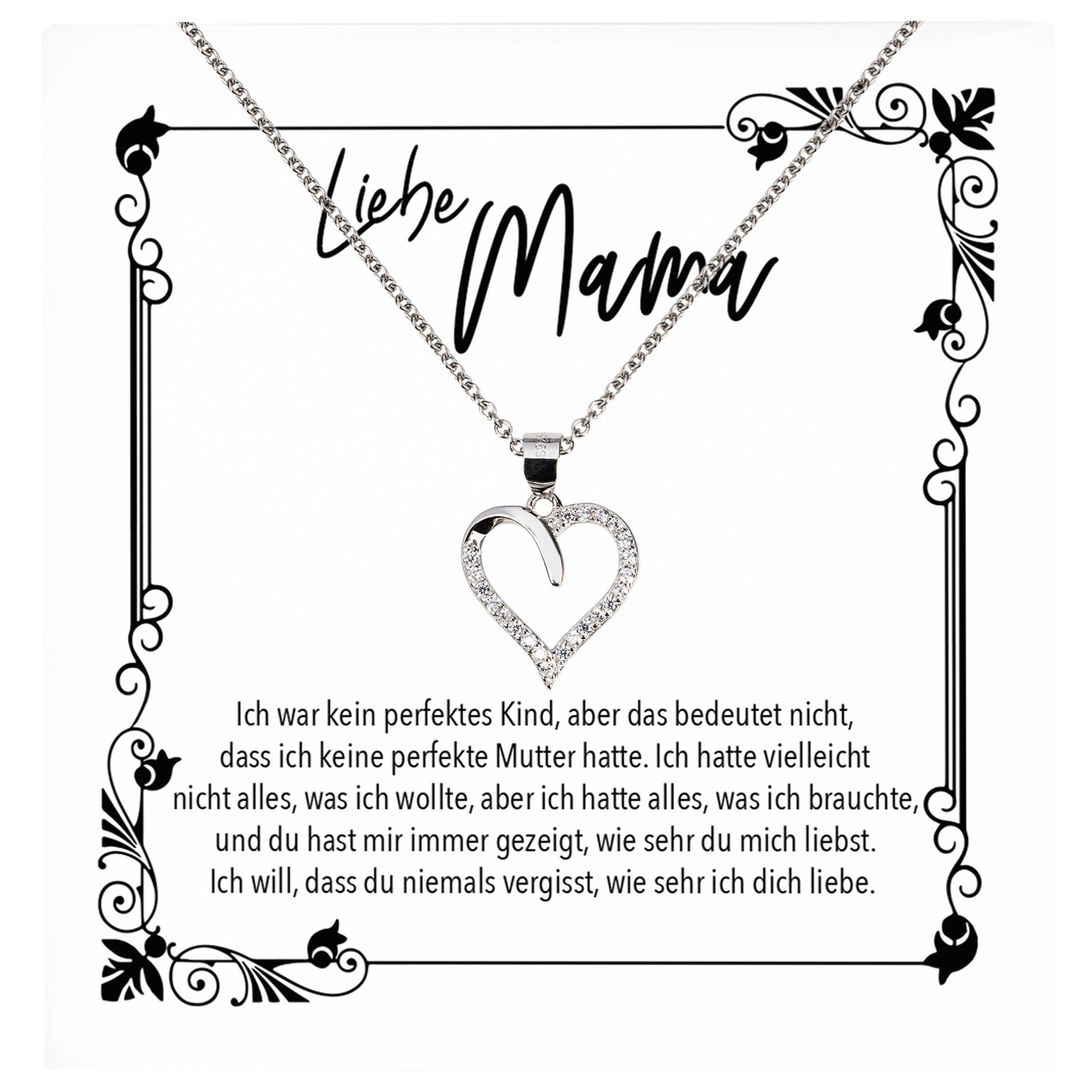 22Feels® Mama Geschenk Muttertag Geburtstag Frauen Schmuck mit Karte Herz Halskette Echt Silber Weihnachten Idee von Tochter oder Sohn-Schmuck mit Botschaftskarte - Herz21-22Feels