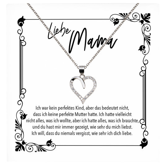22Feels® Mama Geschenk Muttertag Geburtstag Frauen Schmuck mit Karte Herz Halskette Echt Silber Weihnachten Idee von Tochter oder Sohn-Schmuck mit Botschaftskarte - Herz21-22Feels
