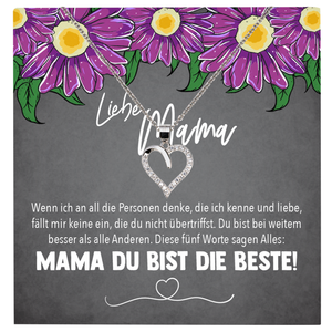 22Feels® Mama Geschenk Muttertag Geburtstag Frauen Schmuck mit Karte Herz Halskette Echt Silber Weihnachten Idee von Tochter oder Sohn-Schmuck mit Botschaftskarte - Herz21-22Feels
