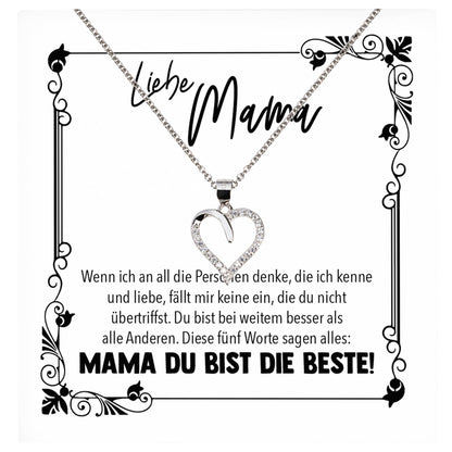 22Feels® Mama Geschenk Muttertag Geburtstag Frauen Schmuck mit Karte Herz Halskette Echt Silber Weihnachten Idee von Tochter oder Sohn-Schmuck mit Botschaftskarte - Herz21-22Feels