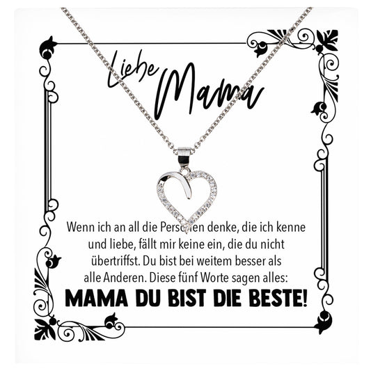 22Feels® Mama Geschenk Muttertag Geburtstag Frauen Schmuck mit Karte Herz Halskette Echt Silber Weihnachten Idee von Tochter oder Sohn-Schmuck mit Botschaftskarte - Herz21-22Feels