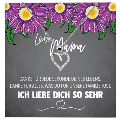22Feels® Mama Geschenk Muttertag Geburtstag Frauen Schmuck mit Karte Herz Halskette Echt Silber Weihnachten Idee von Tochter oder Sohn-Schmuck mit Botschaftskarte - Herz21-22Feels