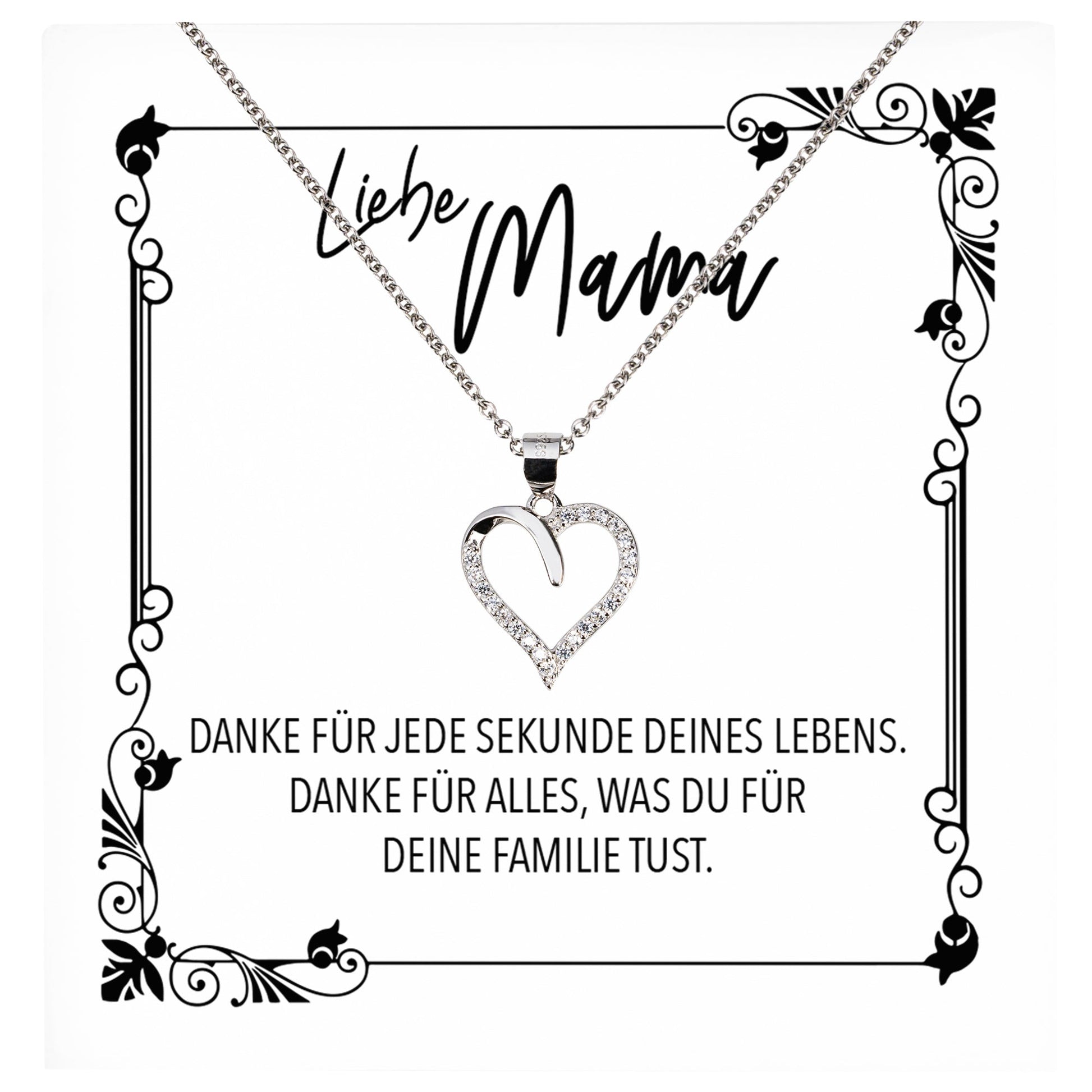 22Feels® Mama Geschenk Muttertag Geburtstag Frauen Schmuck mit Karte Herz Halskette Echt Silber Weihnachten Idee von Tochter oder Sohn-Schmuck mit Botschaftskarte - Herz21-22Feels