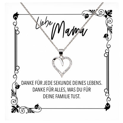 22Feels® Mama Geschenk Muttertag Geburtstag Frauen Schmuck mit Karte Herz Halskette Echt Silber Weihnachten Idee von Tochter oder Sohn-Schmuck mit Botschaftskarte - Herz21-22Feels