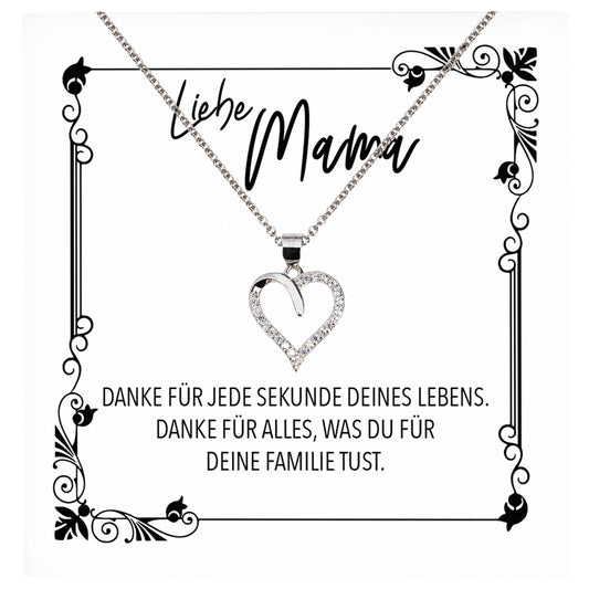 22Feels® Mama Geschenk Muttertag Geburtstag Frauen Schmuck mit Karte Herz Halskette Echt Silber Weihnachten Idee von Tochter oder Sohn-Schmuck mit Botschaftskarte - Herz21-22Feels