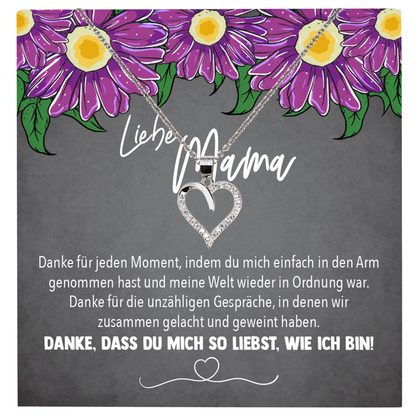 22Feels® Mama Geschenk Muttertag Geburtstag Frauen Schmuck mit Karte Herz Halskette Echt Silber Weihnachten Idee von Tochter oder Sohn-Schmuck mit Botschaftskarte - Herz21-22Feels