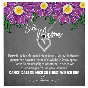 22Feels® Mama Geschenk Muttertag Geburtstag Frauen Schmuck mit Karte Herz Halskette Echt Silber Weihnachten Idee von Tochter oder Sohn-Schmuck mit Botschaftskarte - Herz21-22Feels