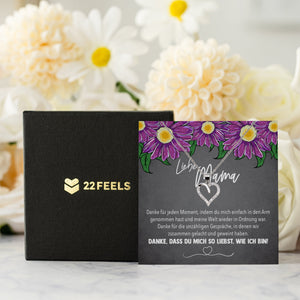 22Feels® Mama Geschenk Muttertag Geburtstag Frauen Schmuck mit Karte Herz Halskette Echt Silber Weihnachten Idee von Tochter oder Sohn-Schmuck mit Botschaftskarte - Herz21-22Feels