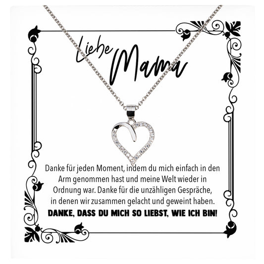 22Feels® Mama Geschenk Muttertag Geburtstag Frauen Schmuck mit Karte Herz Halskette Echt Silber Weihnachten Idee von Tochter oder Sohn-Schmuck mit Botschaftskarte - Herz21-22Feels