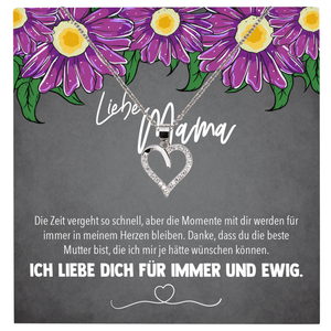 22Feels® Mama Geschenk Muttertag Geburtstag Frauen Schmuck mit Karte Herz Halskette Echt Silber Weihnachten Idee von Tochter oder Sohn-Schmuck mit Botschaftskarte - Herz21-22Feels