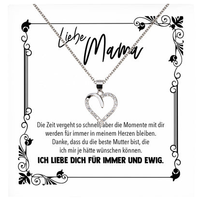22Feels® Mama Geschenk Muttertag Geburtstag Frauen Schmuck mit Karte Herz Halskette Echt Silber Weihnachten Idee von Tochter oder Sohn-Schmuck mit Botschaftskarte - Herz21-22Feels