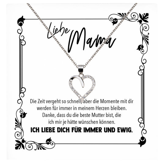 22Feels® Mama Geschenk Muttertag Geburtstag Frauen Schmuck mit Karte Herz Halskette Echt Silber Weihnachten Idee von Tochter oder Sohn-Schmuck mit Botschaftskarte - Herz21-22Feels