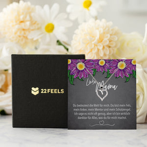 22Feels® Mama Geschenk Muttertag Geburtstag Frauen Schmuck mit Karte Herz Halskette Echt Silber Weihnachten Idee von Tochter oder Sohn-Schmuck mit Botschaftskarte - Herz21-22Feels