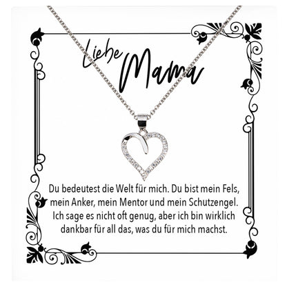 22Feels® Mama Geschenk Muttertag Geburtstag Frauen Schmuck mit Karte Herz Halskette Echt Silber Weihnachten Idee von Tochter oder Sohn-Schmuck mit Botschaftskarte - Herz21-22Feels