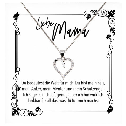 22Feels® Mama Geschenk Muttertag Geburtstag Frauen Schmuck mit Karte Herz Halskette Echt Silber Weihnachten Idee von Tochter oder Sohn-Schmuck mit Botschaftskarte - Herz21-22Feels