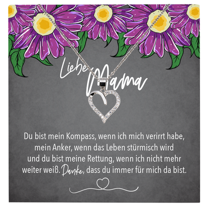 22Feels® Mama Geschenk Muttertag Geburtstag Frauen Schmuck mit Karte Herz Halskette Echt Silber Weihnachten Idee von Tochter oder Sohn-Schmuck mit Botschaftskarte - Herz21-22Feels