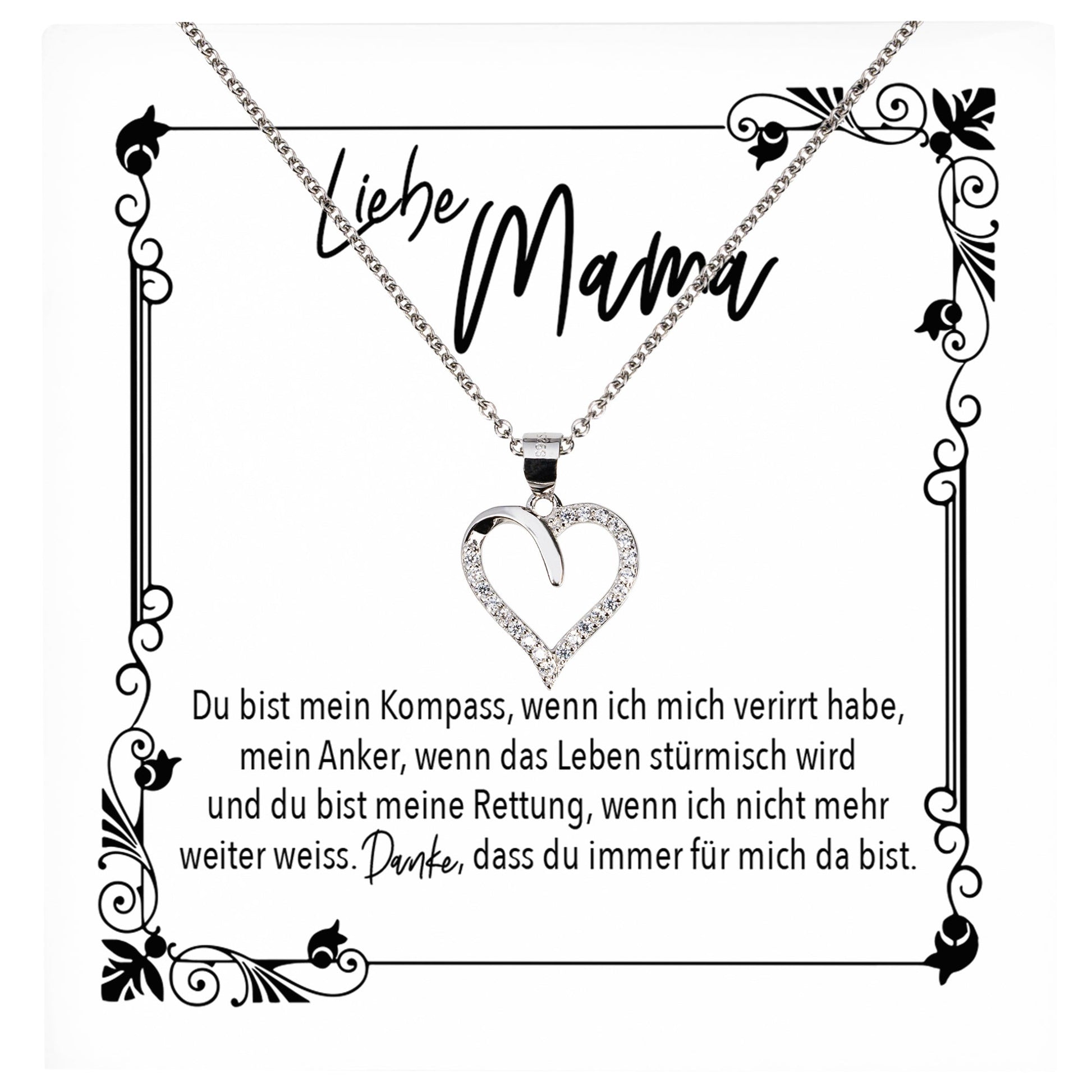 22Feels® Mama Geschenk Muttertag Geburtstag Frauen Schmuck mit Karte Herz Halskette Echt Silber Weihnachten Idee von Tochter oder Sohn-Schmuck mit Botschaftskarte - Herz21-22Feels