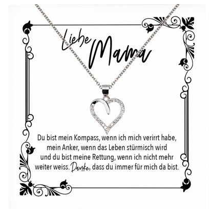 22Feels® Mama Geschenk Muttertag Geburtstag Frauen Schmuck mit Karte Herz Halskette Echt Silber Weihnachten Idee von Tochter oder Sohn-Schmuck mit Botschaftskarte - Herz21-22Feels