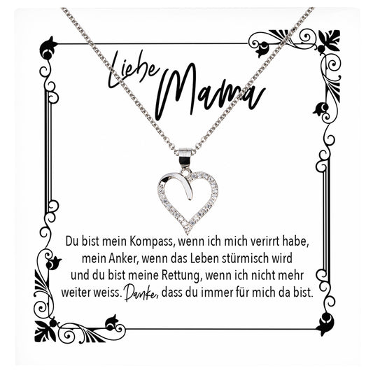 22Feels® Mama Geschenk Muttertag Geburtstag Frauen Schmuck mit Karte Herz Halskette Echt Silber Weihnachten Idee von Tochter oder Sohn-Schmuck mit Botschaftskarte - Herz21-22Feels