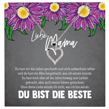 22Feels® Mama Geschenk Muttertag Geburtstag Frauen Schmuck mit Karte Herz Halskette Echt Silber Weihnachten Idee von Tochter oder Sohn-Schmuck mit Botschaftskarte - Herz21-22Feels