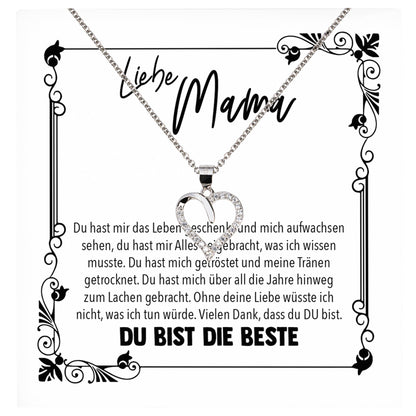 22Feels® Mama Geschenk Muttertag Geburtstag Frauen Schmuck mit Karte Herz Halskette Echt Silber Weihnachten Idee von Tochter oder Sohn-Schmuck mit Botschaftskarte - Herz21-22Feels