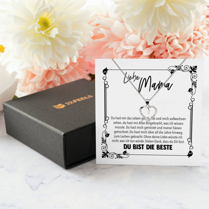 22Feels® Mama Geschenk Muttertag Geburtstag Frauen Schmuck mit Karte Herz Halskette Echt Silber Weihnachten Idee von Tochter oder Sohn-Schmuck mit Botschaftskarte - Herz21-22Feels