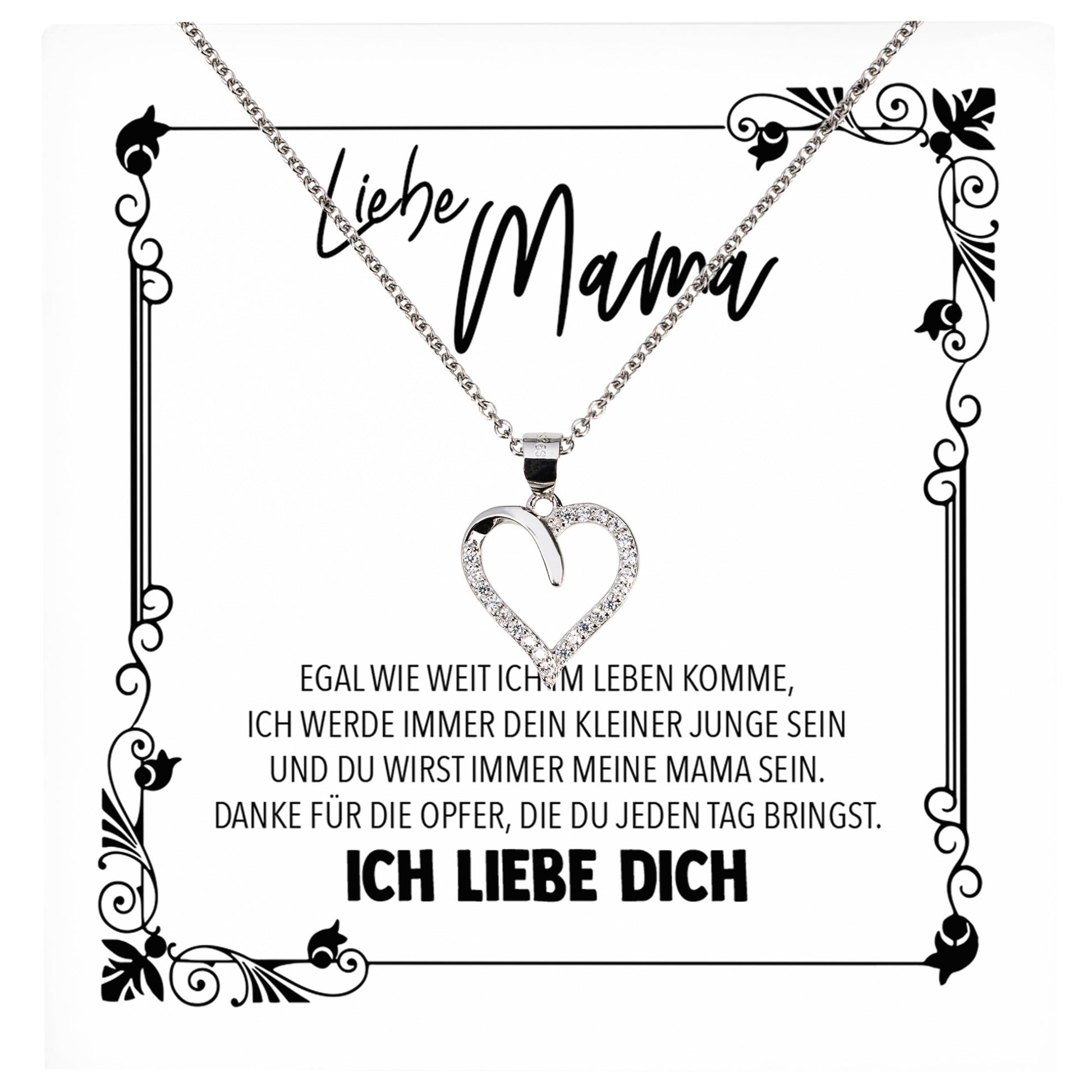 22Feels® Mama Geschenk von Sohn Muttertag Geburtstag Frauen Schmuck mit Karte Echt Silber Herz Halskette Weihnachten Idee Mutter Sohn-Schmuck mit Botschaftskarte - Herz21-22Feels