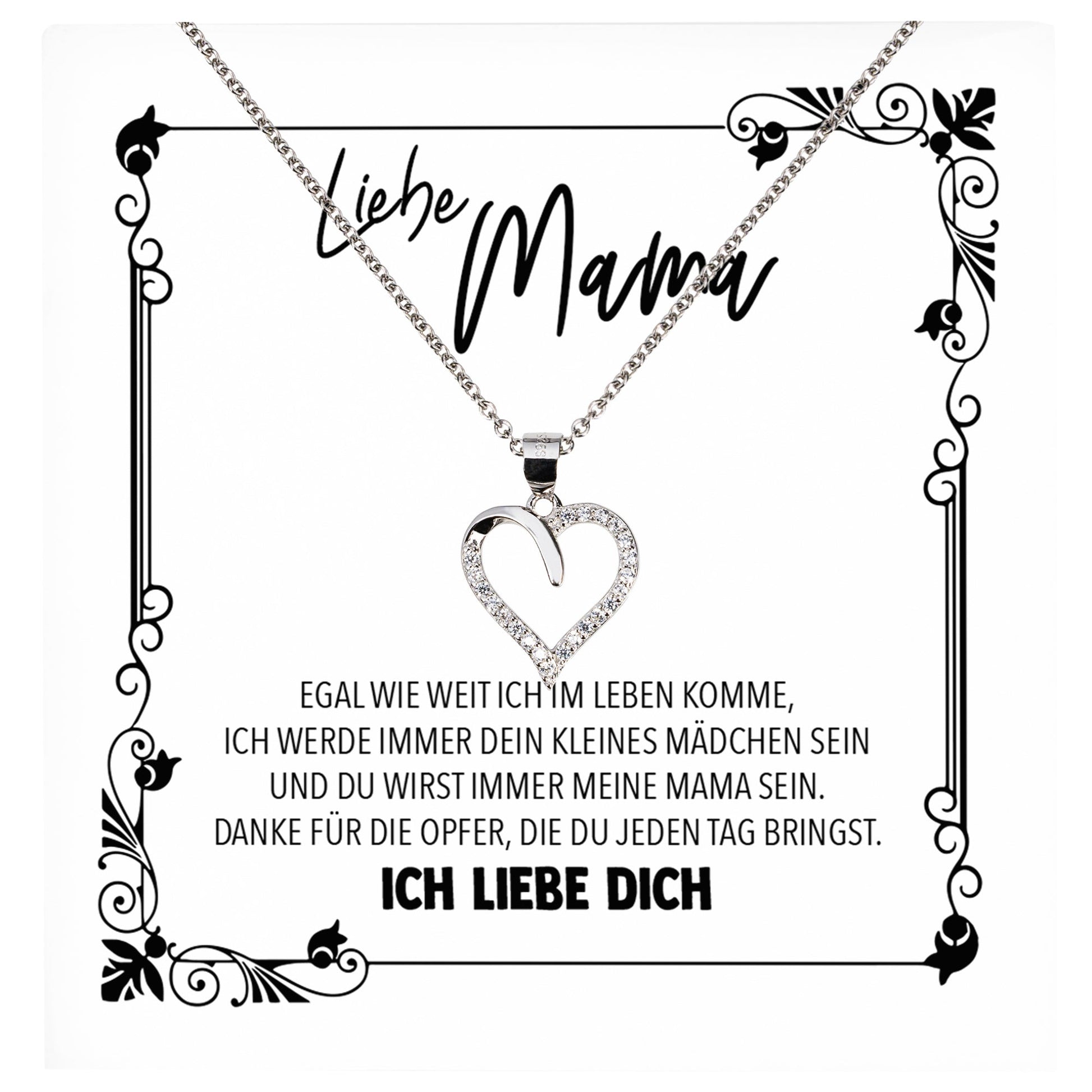 22Feels® Mama Geschenk von Tochter Muttertag Geburtstag Frauen Schmuck mit Karte Echt Silber Herz Halskette Weihnachten Idee Mutter Tochter-Schmuck mit Botschaftskarte - Herz21-22Feels