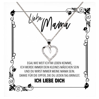 22Feels® Mama Geschenk von Tochter Muttertag Geburtstag Frauen Schmuck mit Karte Echt Silber Herz Halskette Weihnachten Idee Mutter Tochter-Schmuck mit Botschaftskarte - Herz21-22Feels
