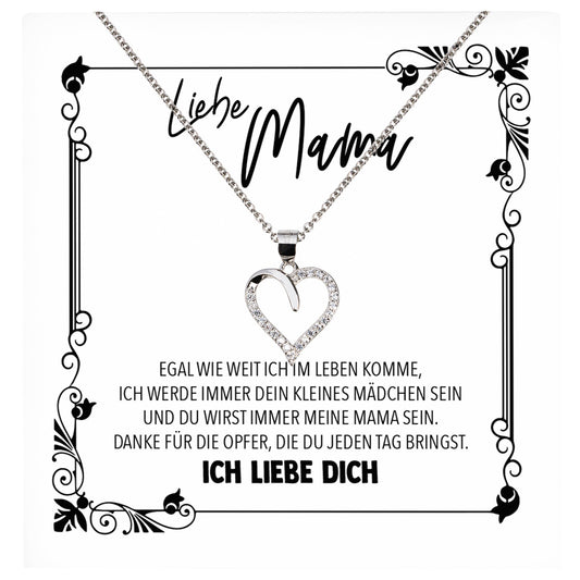 22Feels® Mama Geschenk von Tochter Muttertag Geburtstag Frauen Schmuck mit Karte Echt Silber Herz Halskette Weihnachten Idee Mutter Tochter-Schmuck mit Botschaftskarte - Herz21-22Feels