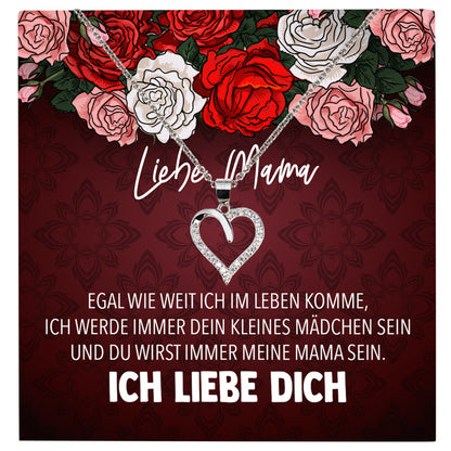 22Feels® Mama Geschenk von Tochter Muttertag Geburtstag Frauen Schmuck mit Karte Echt Silber Herz Halskette Weihnachten Idee Mutter Tochter-Schmuck mit Botschaftskarte - Herz21-22Feels