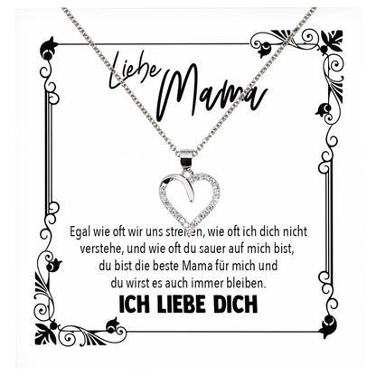 22Feels® Mama Geschenk von Tochter Muttertag Geburtstag Frauen Schmuck mit Karte Echt Silber Herz Halskette Weihnachten Idee Mutter Tochter-Schmuck mit Botschaftskarte - Herz21-22Feels