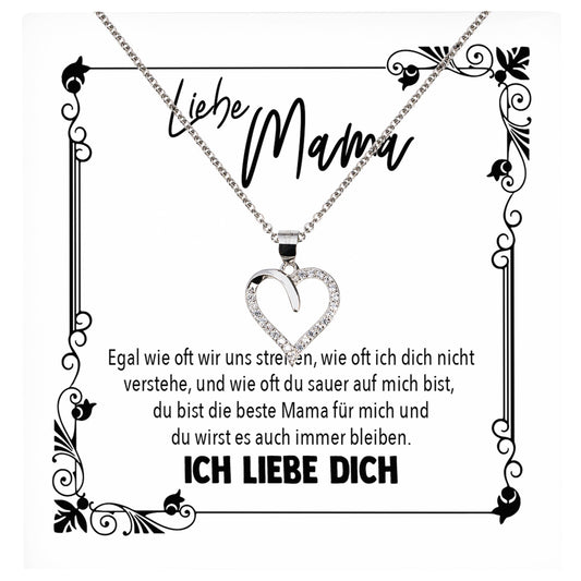 22Feels® Mama Geschenk von Tochter Muttertag Geburtstag Frauen Schmuck mit Karte Echt Silber Herz Halskette Weihnachten Idee Mutter Tochter-Schmuck mit Botschaftskarte - Herz21-22Feels